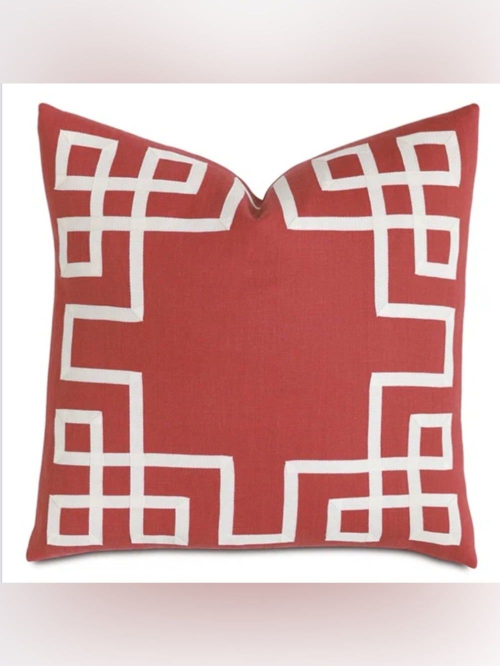 BARCLAY BUTERA Set Of 2 BREEZE SCARLET Linen GREEK KEY Pillow Covers 21” X 21”
